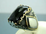 Turkish Handmade Jewelry 925 Sterling Silver Onyx Stone Mens Rings
