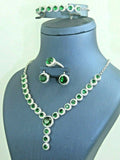 Turkish Handmade Jewelry 925 Sterling Silver Emerald Stone Women Necklace Set