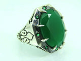 Turkish Handmade Jewelry 925 Sterling Silver Emerald Stone Mens Rings