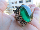 Turkish Handmade Jewelry 925 Sterling Silver Emerald Stone Mens Rings