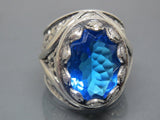 Turkish Handmade Jewelry 925 Sterling Silver Aquamarine Stone Mens Rings