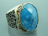 Turkish Handmade Jewelry 925 Sterling Silver Zircon Stone Mens Rings