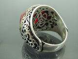 Turkish Handmade Jewelry 925 Sterling Silver Garnet Stone Mens Rings