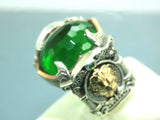 Turkish Handmade Jewelry 925 Sterling Silver Emerald Stone Mens Rings