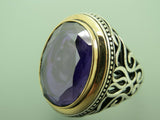 Turkish Handmade Jewelry 925 Sterling Silver Amethyst Stone Mens Rings