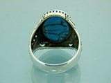 Turkish Handmade Jewelry 925 Sterling Silver Turquoise Stone Mens Rings