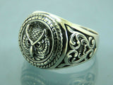 Turkish Handmade Jewelry 925 Sterling Silver Owl Design Men's Rings