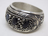 Turkish Handmade Jewelry 925 Sterling Silver Sapphire Stone Mens Rings