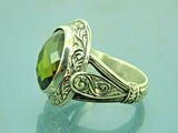 Turkish Handmade Jewelry 925 Sterling Silver Peridot Stone Men's Rings