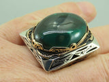 Turkish Handmade Jewelry 925 Sterling Silver Emerald Stone Mens Rings