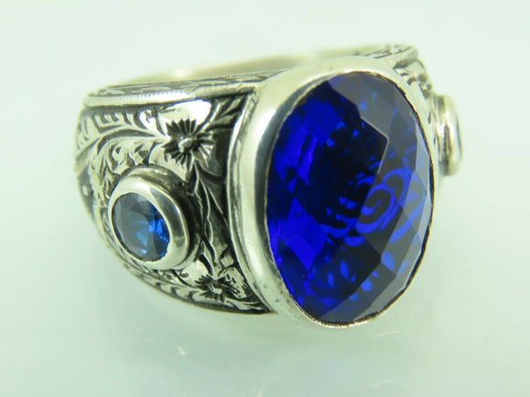 Turkish Handmade Jewelry 925 Sterling Silver Sapphire Stone Mens Rings