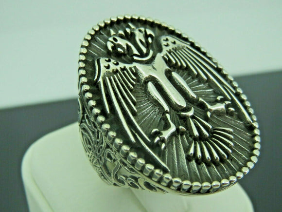 Turkish Handmade Jewelry 925 Sterling Silver Double Eagle Design Mens Rings