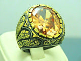 Turkish Handmade Jewelry 925 Sterling Silver Quartz Stone Mens Rings