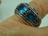 Turkish Handmade Jewelry 925 Sterling Silver Aquamarine Stone Men's Rings