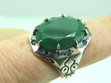 Turkish Handmade Jewelry 925 Sterling Silver Emerald Stone Mens Rings