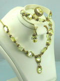 Turkish Handmade Jewelry 925 Sterling Silver Citrine Stone Women's Necklace, Earring, Bracelet & Ring Jewelry Set