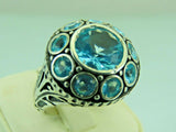 Turkish Handmade Jewelry 925 Sterling Silver Aquamarine Stone Mens Rings