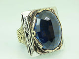 Turkish Handmade Jewelry 925 Sterling Silver Sapphire Stone Mens Rings