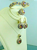 Turkish Handmade Jewelry 925 Sterling Silver Tourmaline Stone Women's Necklace, Earring, Bracelet & Ring Jewelry Set