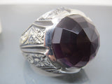 Turkish Handmade Jewelry 925 Sterling Silver Amethyst Stone Men's Rings