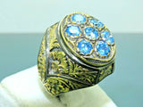 Turkish Handmade Jewelry 925 Sterling Silver Aquamarine Stone Mens Rings