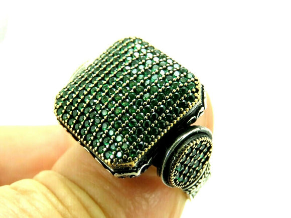 Turkish Handmade Jewelry 925 Sterling Silver Emerald Stone Men's Ring