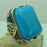 Turkish Handmade Jewelry 925 Sterling Silver Turquoise Stone Men Rings
