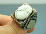 Turkish Handmade Jewelry 925 Sterling Silver Agate Stone Mens Rings