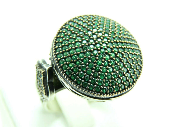 Turkish Handmade Jewelry 925 Sterling Silver Emerald Stone Men's Ring