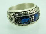 Turkish Handmade Jewelry 925 Sterling Silver Sapphire Stone Mens Rings