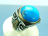 Turkish Handmade Jewelry 925 Sterling Silver Turquoise Stone Mens Rings