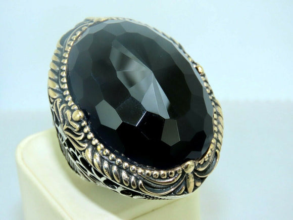 Turkish Handmade Jewelry 925 Sterling Silver Onyx Stone Mens Rings