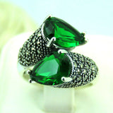 Turkish Handmade Jewelry 925 Sterling Silver Emerald Stone Women Ring Sz 7