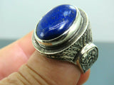 Turkish Handmade Jewelry 925 Sterling Silver Lapis Stone Engraved Mens Rings