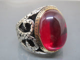Turkish Handmade Jewelry 925 Sterling Silver Ruby Stone Mes Rings
