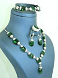 Turkish Handmade Jewelry 925 Sterling Silver Emerald Stone Women Set