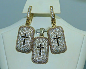Turkish Handmade Jewelry 925 Sterling Silver Onyx Stone Women's Earrings & Pendant Jewelry Set