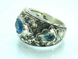 Turkish Handmade Jewelry 925 Sterling Silver Aquamarine Stone Mens Rings