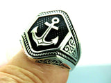 Turkish Handmade Jewelry 925 Sterling Silver Anchor Design Mens Rings