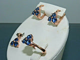Turkish Handmade Jewelry 925 Sterling Silver Sapphire Stone Women's Earrings, Pendant & Ring Jewelry Set