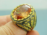 Turkish Handmade Jewelry 925 Sterling Silver Quartz Stone Mens Rings