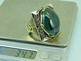 Turkish Handmade Jewelry 925 Sterling Silver Emerald Stone Mens Rings