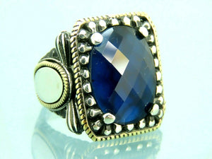 Turkish Handmade Jewelry 925 Sterling Silver Sapphire Stone Mens Rings