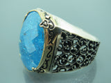 Turkish Handmade Jewelry 925 Sterling Silver Zircon Stone Mens Rings