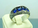 Turkish Handmade Jewelry 925 Sterling Silver Sapphire Stone Mens Rings