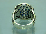 Turkish Handmade Jewelry 925 Sterling Silver Sapphire Stone Mens Rings