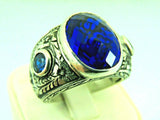 Turkish Handmade Jewelry 925 Sterling Silver Sapphire Stone Mens Rings