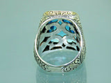 Turkish Handmade Jewelry 925 Sterling Silver Aquamarine Stone Engraved Mens Rings