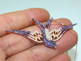 Turkish Handmade Jewelry 925 Sterling Silver Amethyst Stone Peacock Design Women Necklace
