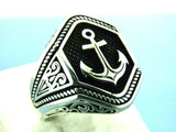 Turkish Handmade Jewelry 925 Sterling Silver Anchor Design Mens Rings